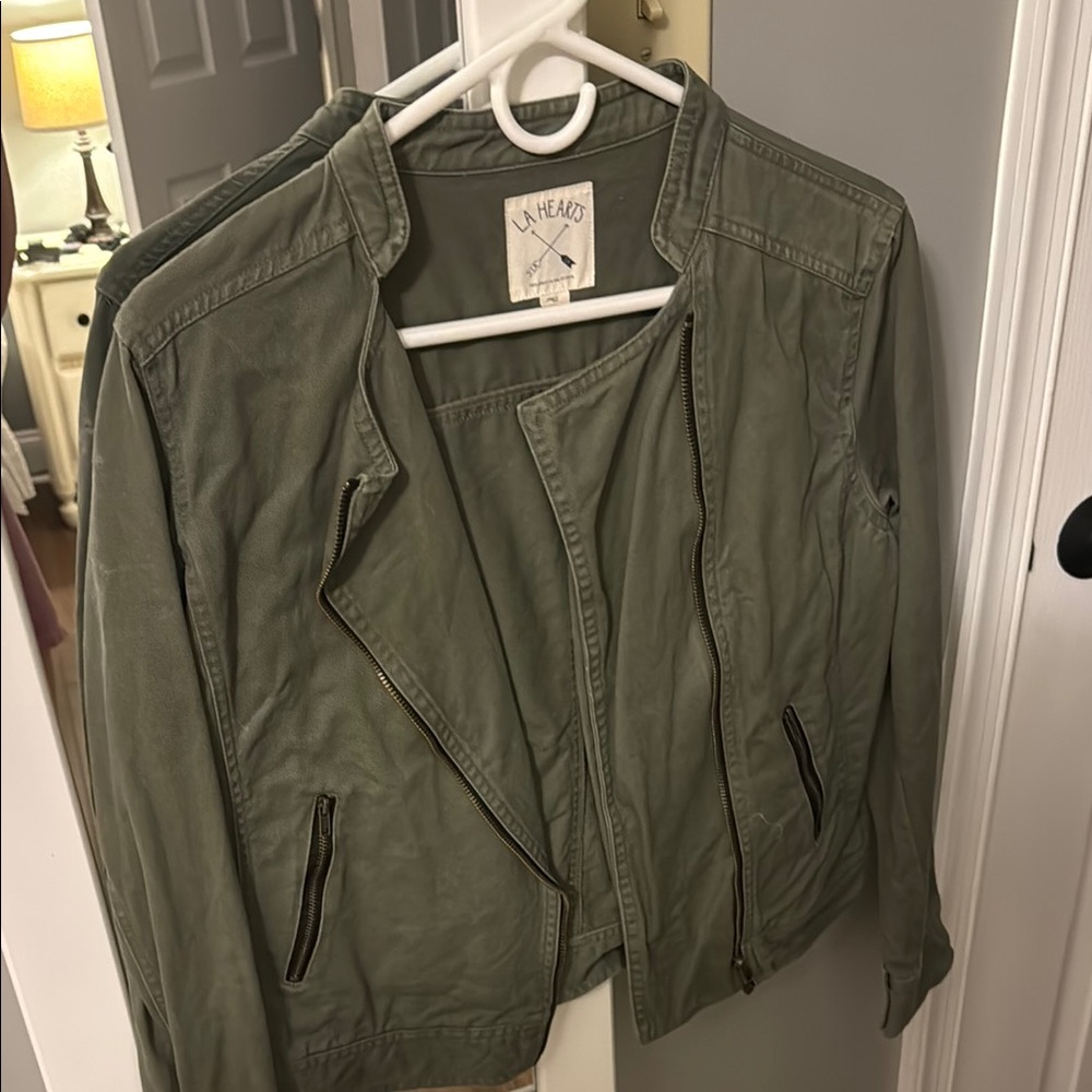 La Hearts Green Utility Jacket Lightweight Casual